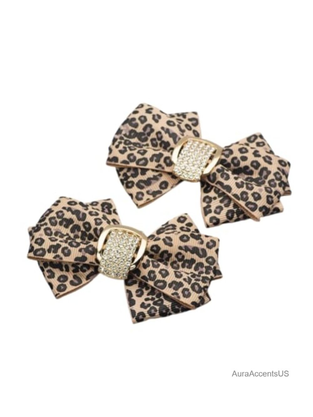 Leopard Bow Butterfly Rhinestone Crystal High Heel Shoe Clips Removable Buckle